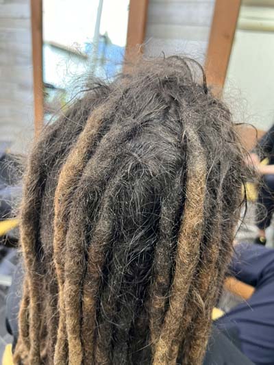 ドレッド修理前:アメリカからのお客さま。根元の伸び。Before dreadlocks repair: Client from USA. 3